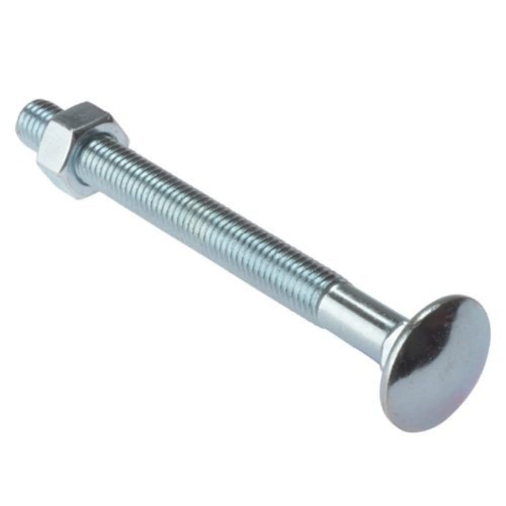 M6 x 65mm Zinc Plated Carriage Bolts with Nuts (10-Pack) - for DIY & Automotive Repair