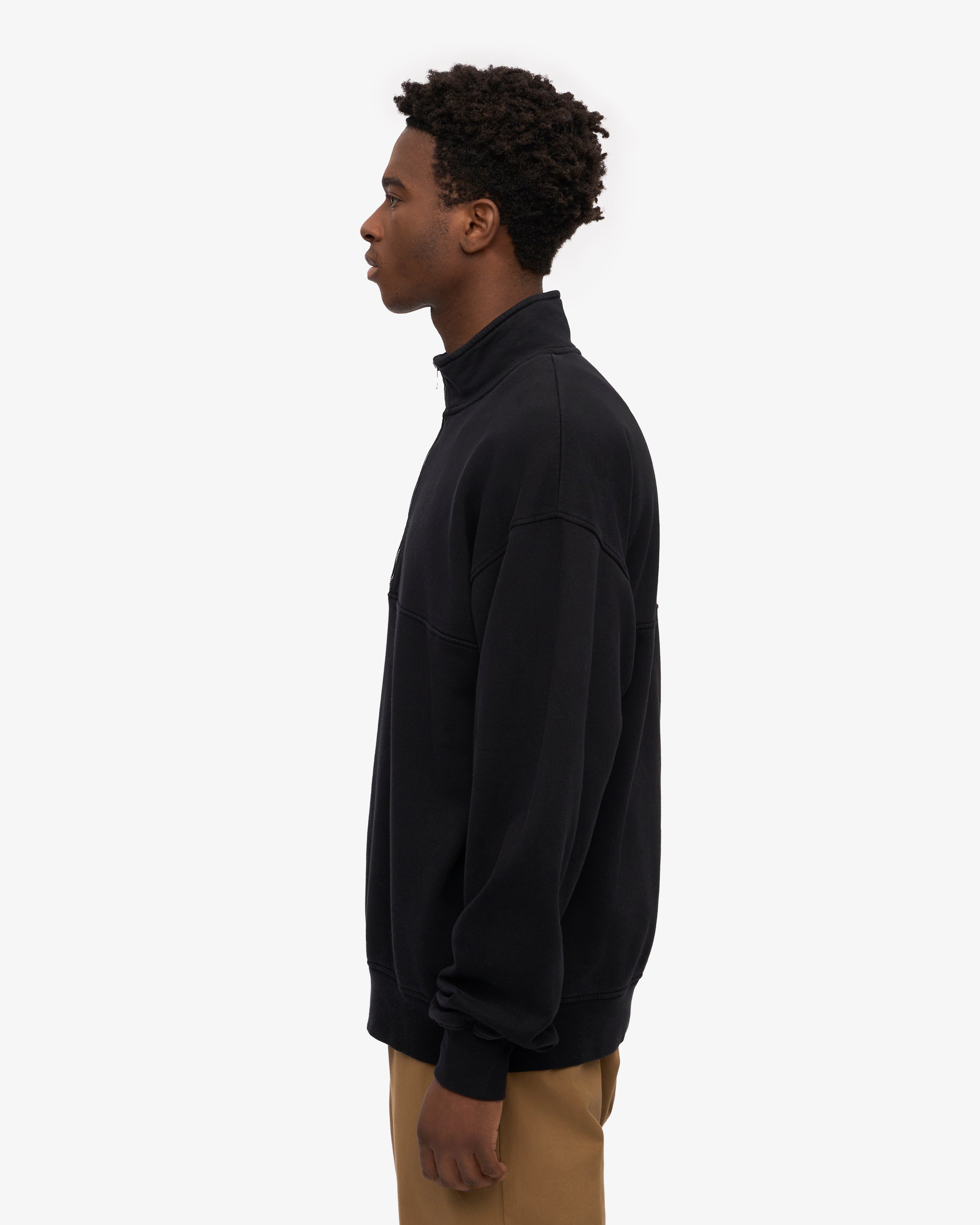 Organic Quarter Zip Pullover Sweatshirt for Men & Women - Soft & Comfortable Deep Black Fleece - Perfect for Casual Wear, Outdoor Activities & Layering in Cool Weather