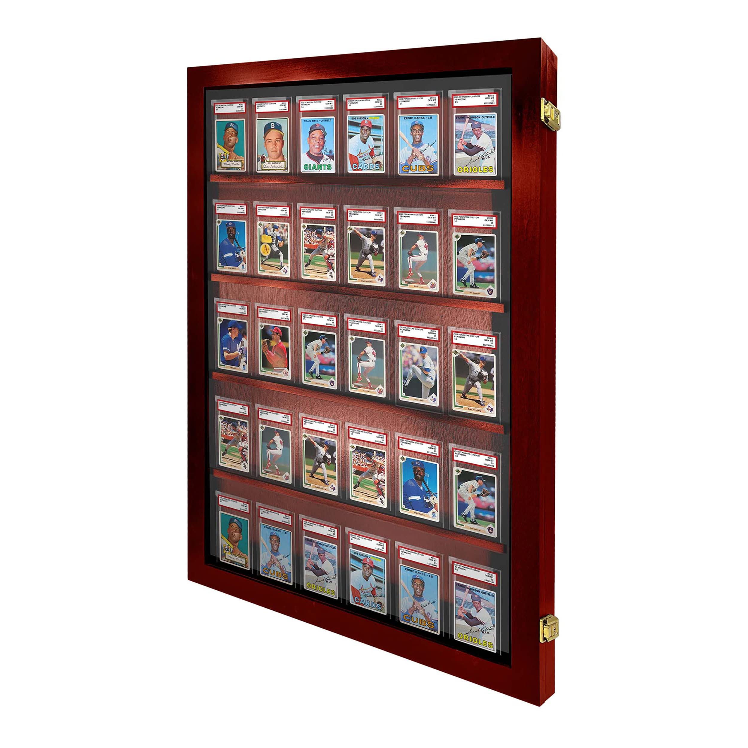 35 Graded Baseball Card Display Case - Lockable Sports Card Frame with UV Protection for PSA Graded Cards - Perfect for Pokemon, Football & Basketball Card Collections - Ideal for Home Display, Office Decor & Collector Showcases