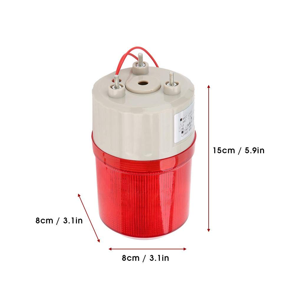 BEM1081J 220V Red LED Industrial Warning Light with Flashing Sound Alarm - Emergency Strobe Rotating Beacon for Safety Alerts | Ideal for Factories, Warehouses & Construction Sites