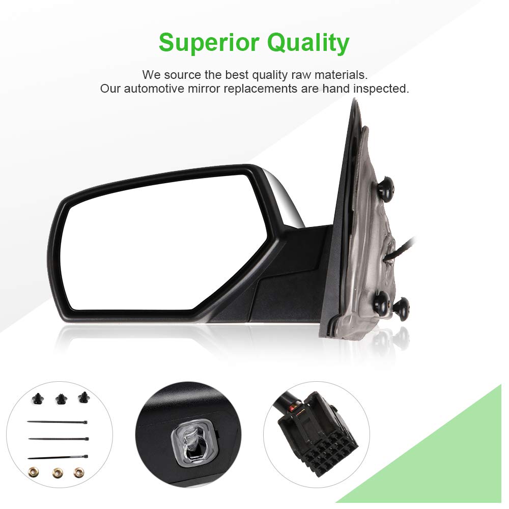 SCITOO Power Heated Side View Mirror Replacement for 2014-2018 Chevy Silverado 1500 & 2014-2017 GMC Sierra 1500 - Driver Side Mirror with Adjustable Glass (Part# 22820378) - Perfect for Winter Driving and Enhanced Visibility
