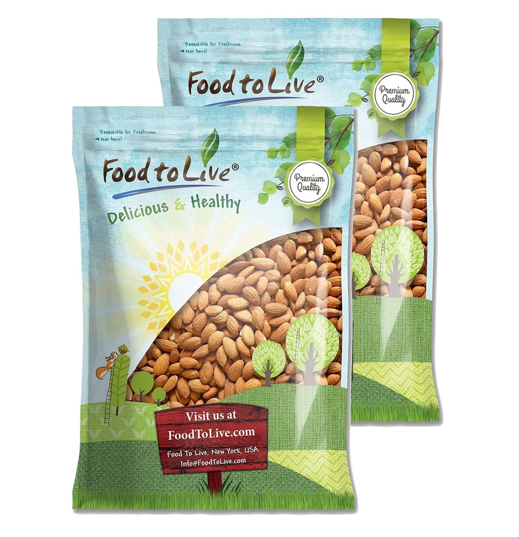 Food to Live California Almonds, 15 Pounds – Raw, Unsalted, Whole Natural Almonds for Baking, Snacking & Healthy Eating | Bulk Nuts for Smoothies, Salads & Vegan Recipes