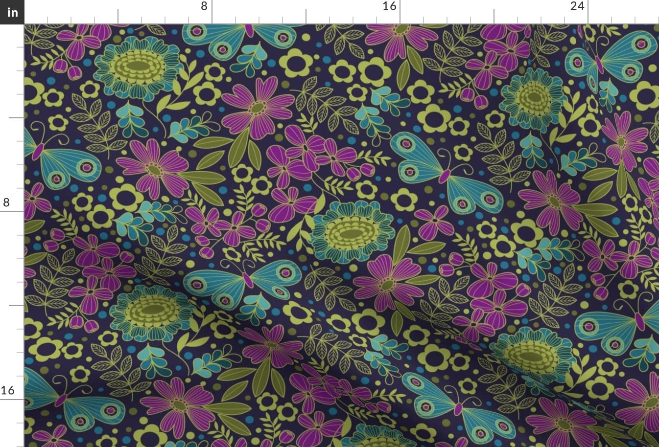 Floral Jewel Cool Retro Printed Satin Fabric by The Yard - Premium Sewing Material for Apparel, Lining, Fashion, Blankets & Home Decor - Perfect for DIY Dresses, Curtains, Quilts & Craft Projects