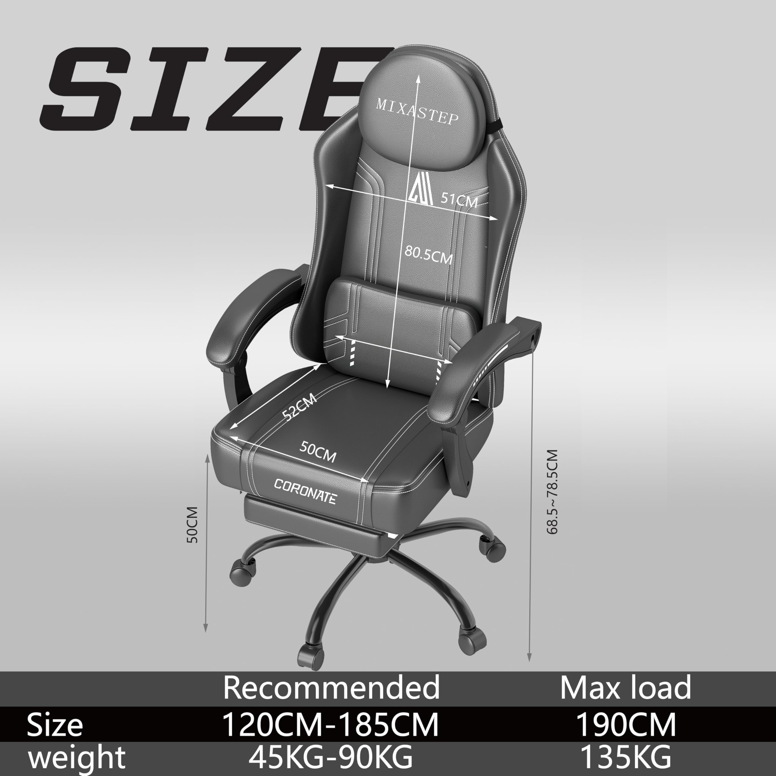 Ergonomic Gaming Chair for Adults with Footrest & Lumbar Support - Large Reclining Swivel Office Chair for PC/Computer Gaming (135KG Weight Capacity, White) - Perfect for Esports, Streaming & Home Office Workspace