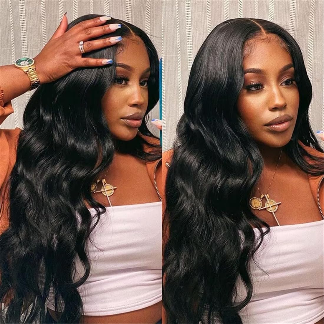 Sunber Body Wave V Part Human Hair Wigs - Glueless No Leave Out No Glue No Gel - 22 Inch Natural Black Color - Wear & Go Beginner Friendly - Perfect for Daily Wear, Parties & Special Occasions
