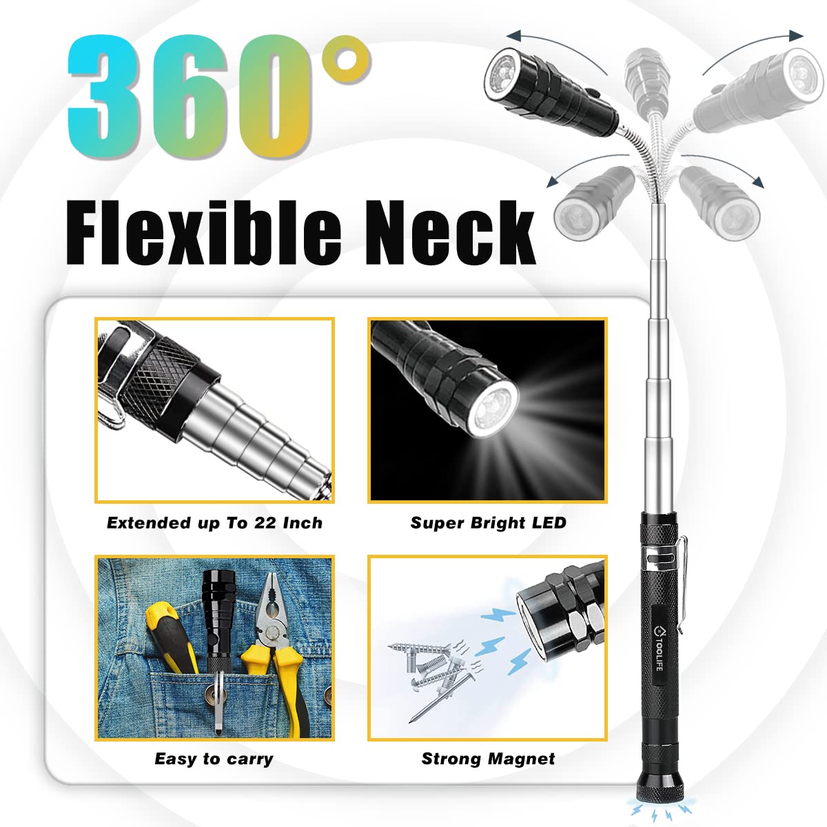 TOOLIFE Telescoping Magnetic Pickup Tool - Extendable 36