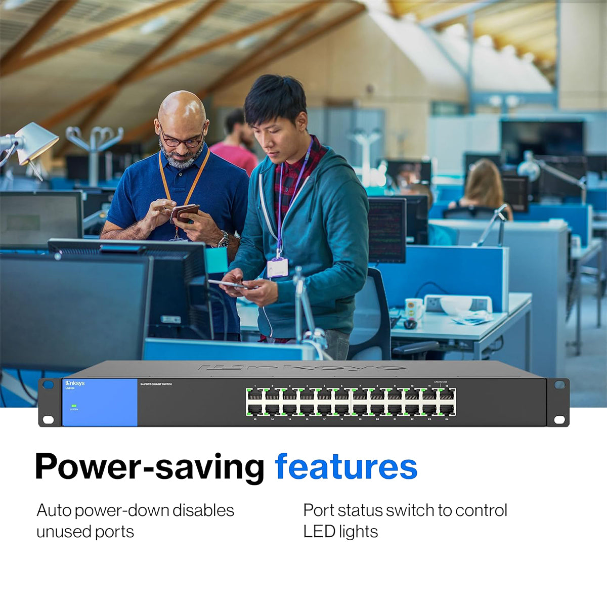 Linksys 24 Port Gigabit Unmanaged Ethernet Switch - High-Speed Network Hub for Home Office & Small Business Networking
