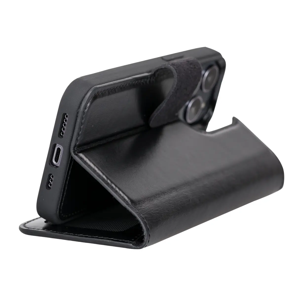 Premium Black Leather Magnetic Case for iPhone 13 Pro - Slim Fit, Shockproof Protection with Strong MagSafe Compatibility | Perfect for Work, Travel & Everyday Use