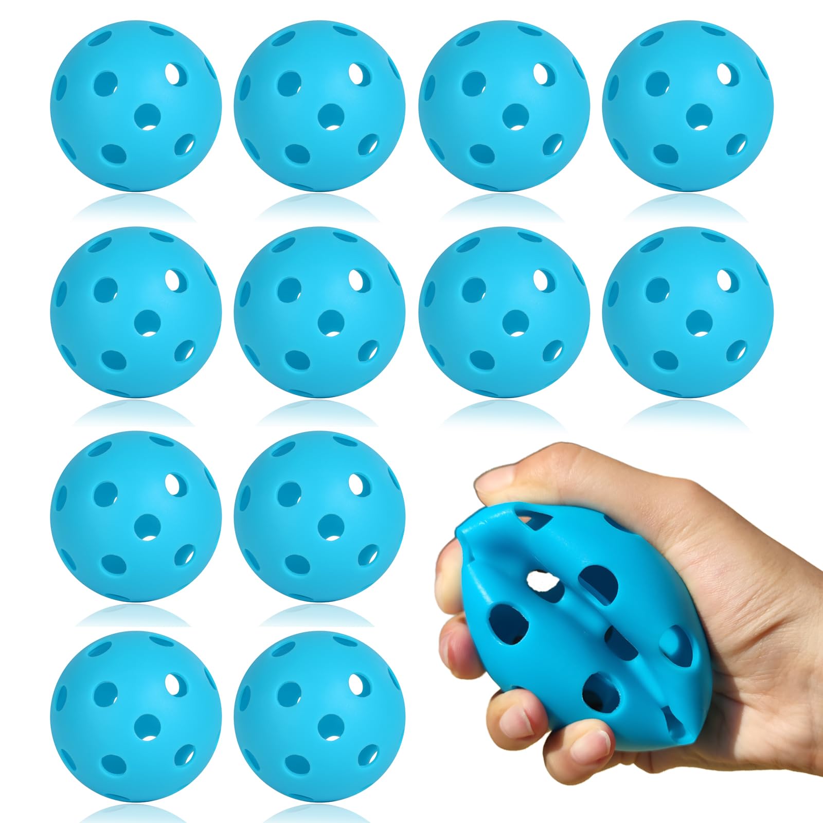 12 Pack Plastic Practice Baseball Softballs - Lightweight 9 Inch Limited Flight Balls for Hitting, Pitching & Batting Training | Perfect for Backyard Practice, Batting Cages & Youth Baseball Drills