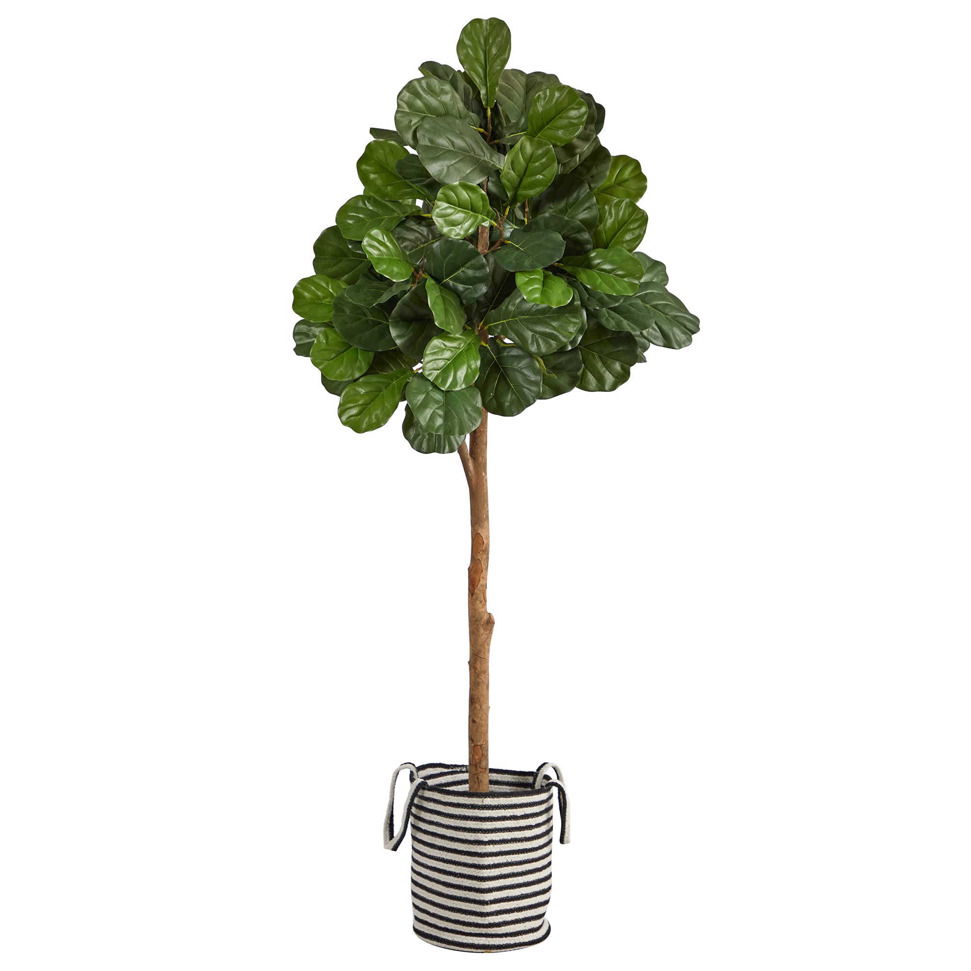 6ft Fiddle Leaf Fig Artificial Tree in Handmade Black & White Jute Cotton Planter - Perfect for Home Office Decor, Living Room, Bedroom & Indoor Plant Lovers