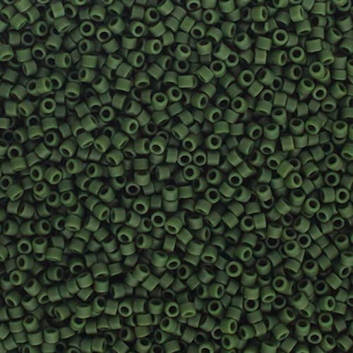 Miyuki Delica 11/0 Japanese Glass Beads - Frosted Glazed Emerald Matte DB2291 - 250g Bulk Bag for Jewelry Making, DIY Crafts, and Beading Projects