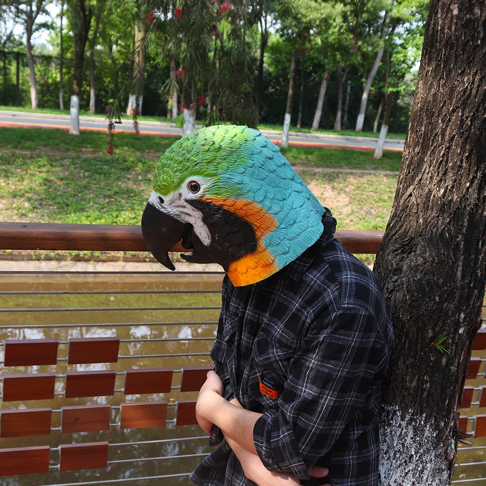 Parrot Bird Head Mask - Short Style Latex Halloween Costume Mask for Cosplay & Party | Perfect for Halloween Parties, Cosplay Events, and Themed Celebrations