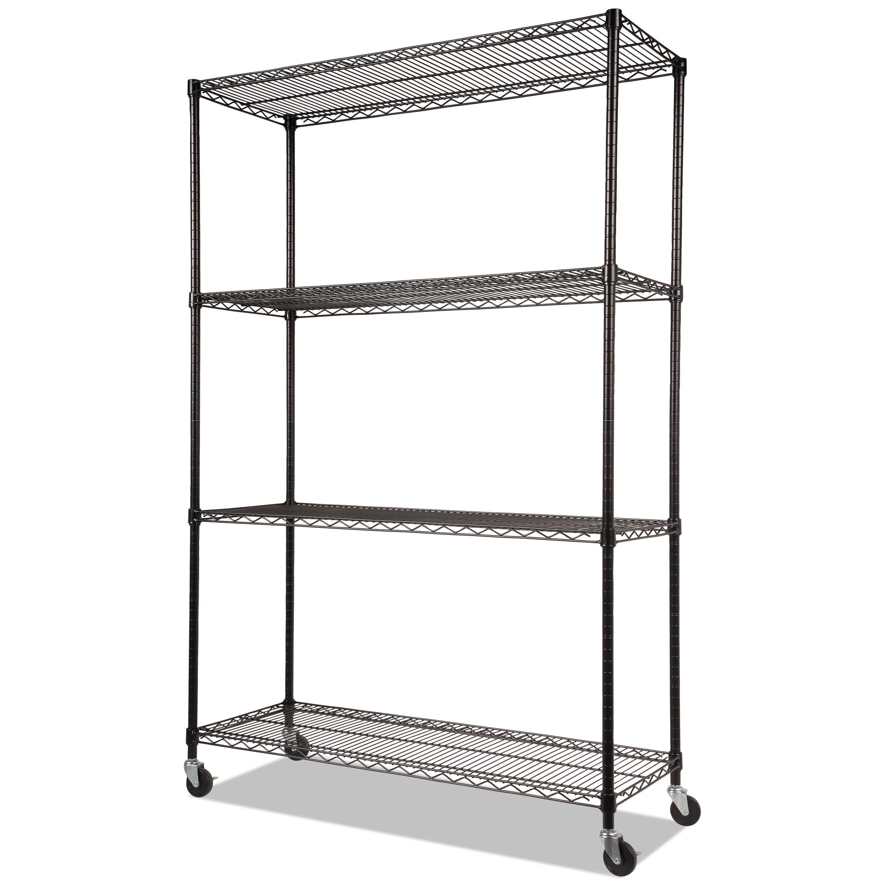 Alera® NSF Certified 4-Tier Wire Shelving Unit with Locking Casters - 48