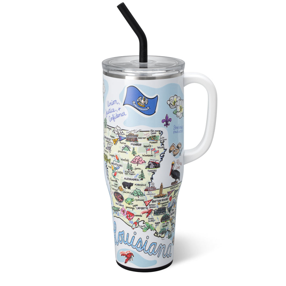 40oz Louisiana Mega Mug - Large Insulated Tumbler for Coffee, Tea & Cold Drinks - Perfect for Home, Office, Camping & Outdoor Adventures