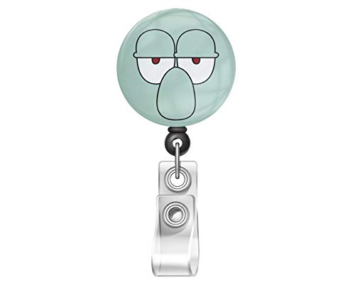 SpongeBob SquarePants Squidward Tentacles Retractable Badge Reel with Swivel Alligator Clip - ID Card Holder for Work, School, Nursing, Conventions & Events