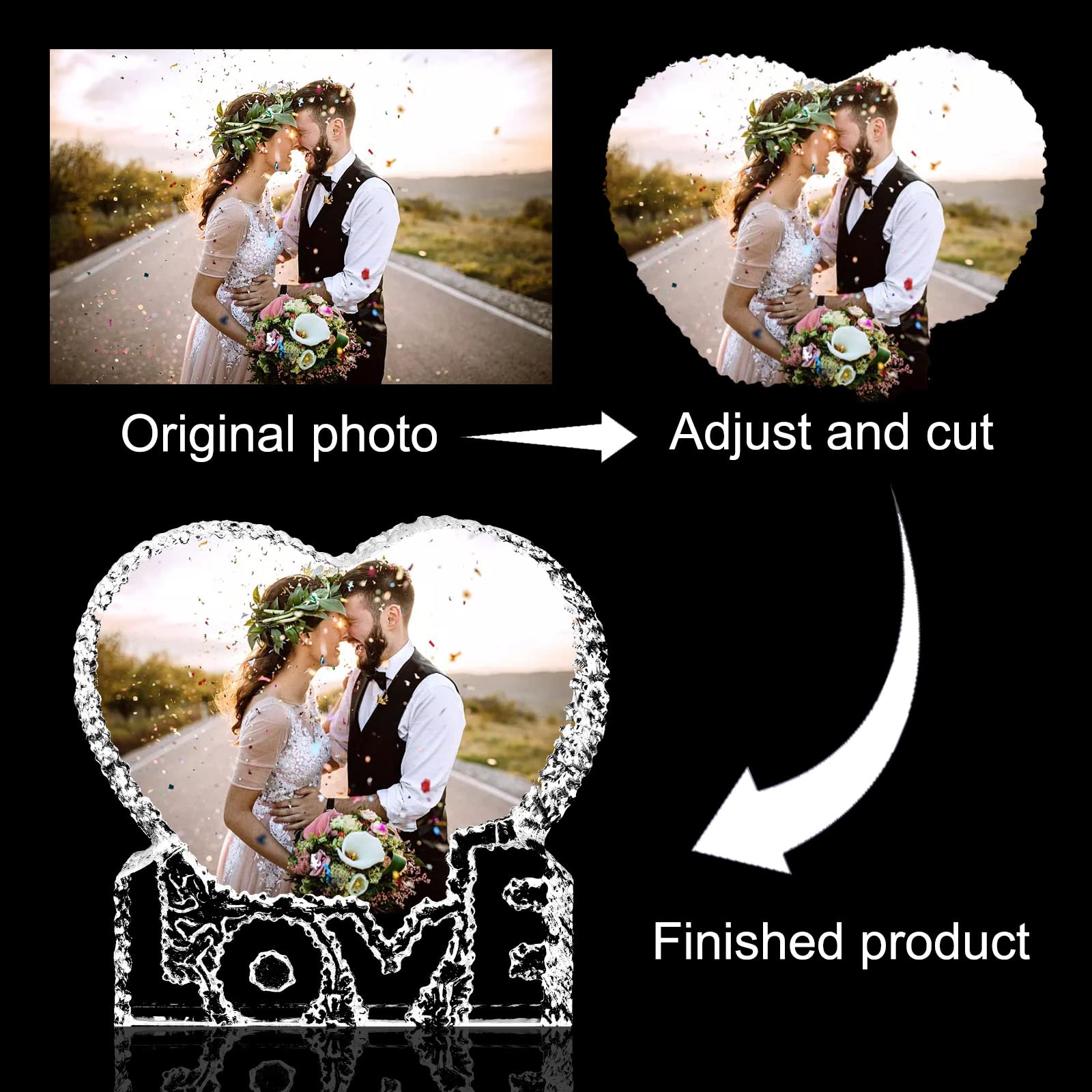 Personalized Crystal Photo Frame for Couples - Custom Engraved Love Gift for Wife, Husband, Anniversary, Valentine's Day, Christmas & Birthday - Perfect for Home Decor, Wedding Keepsake & Romantic Surprises