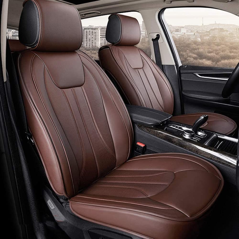 Custom Fit Waterproof All-Weather Seat Covers for Acura TSX (2009-2014) - 5-Piece Full Set in Premium Brown Leather - Perfect for Outdoor Adventures & Daily Commutes