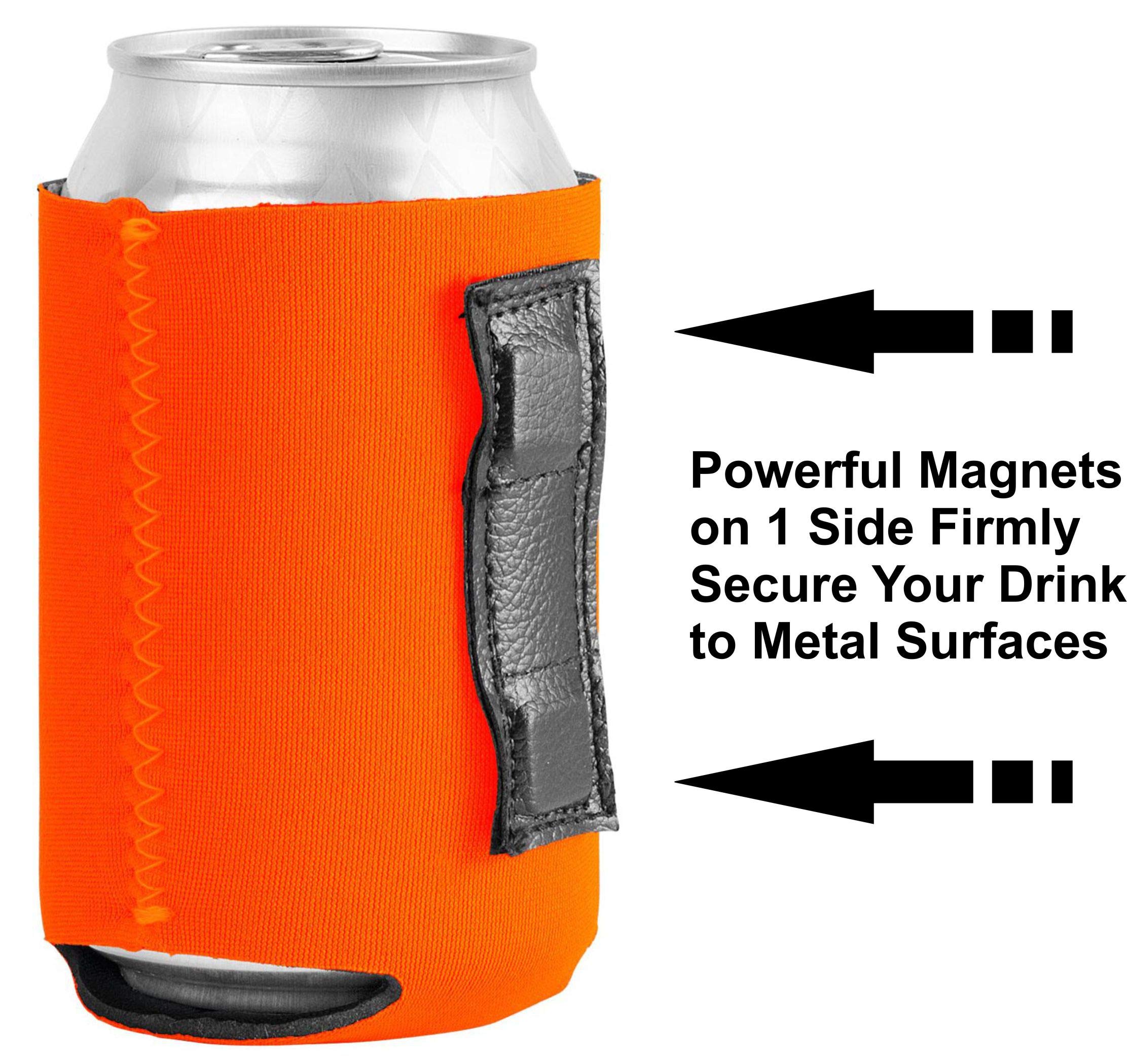 Kiss My Bass Magnetic Can Cooler - Insulated Beer Can Holder for Fishing & Outdoor Activities (Orange, 1 Pack) | Perfect for Camping, BBQs & Tailgating