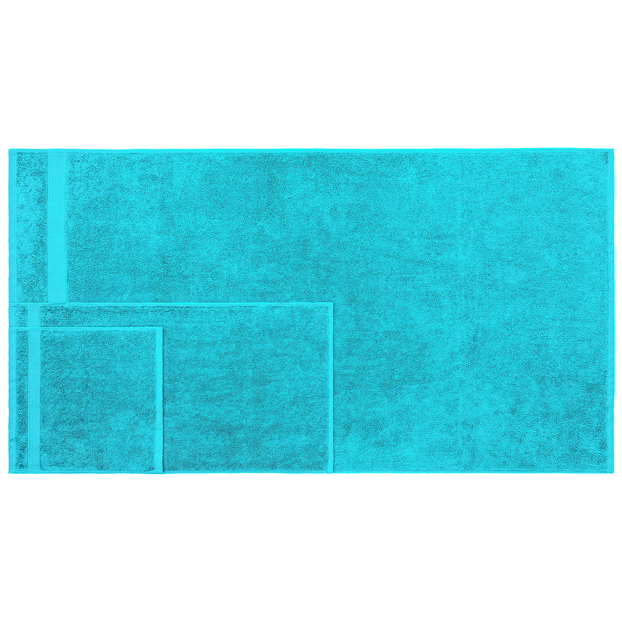 Premium 100% Cotton 6-Piece Turkish Bath Towel Set - Ultra Soft & Highly Absorbent - Includes 2 Bath Towels, 2 Hand Towels & 2 Washcloths in Aqua Blue - Perfect for Spa, Bathroom & Luxury Home Use