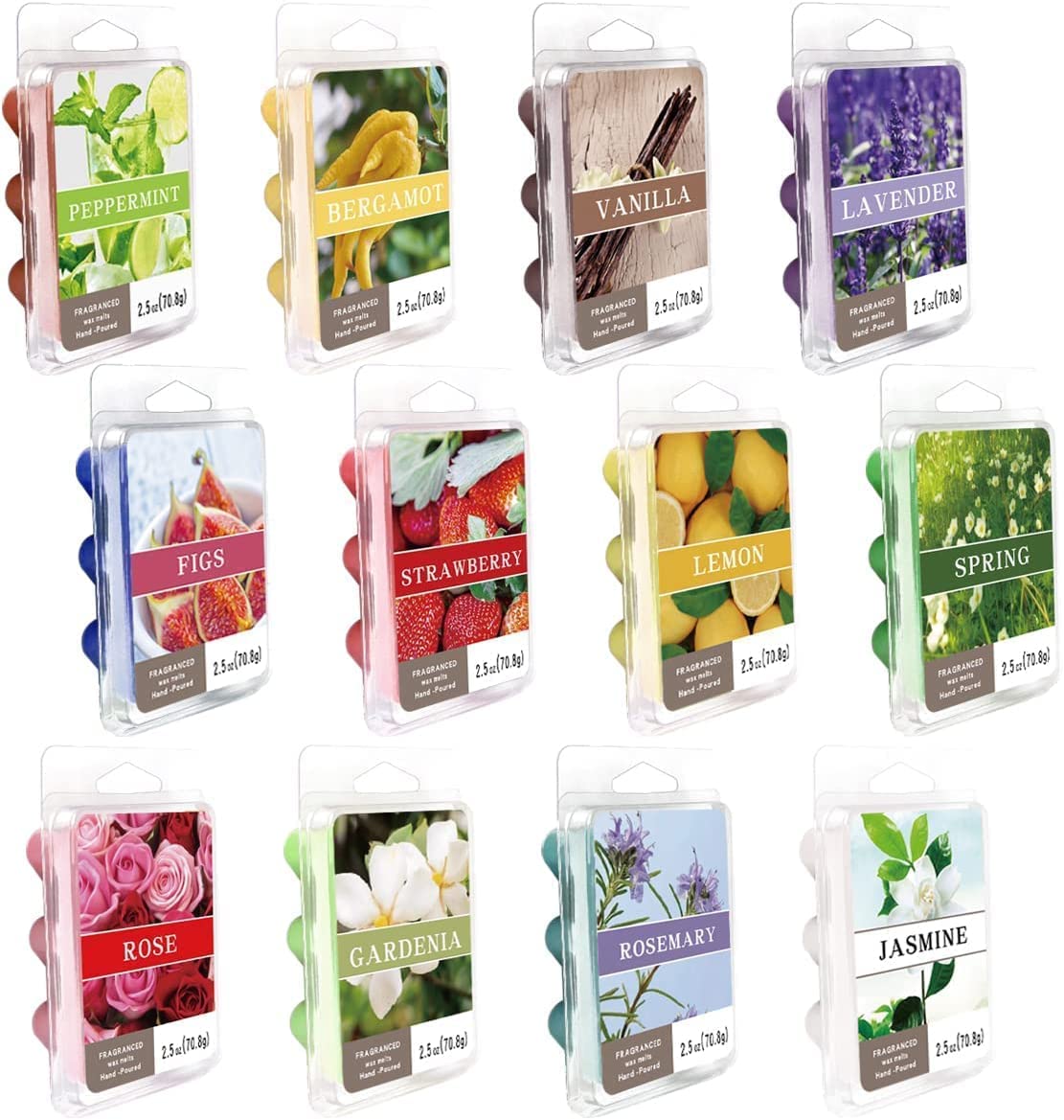 Pliadvbu Scented Wax Melts - 100% Natural Soy Wax Hearts for Wax Warmers (12 Fragrances x 6 Pieces) - Perfect for Home Aromatherapy, Relaxation & Creating Cozy Atmosphere