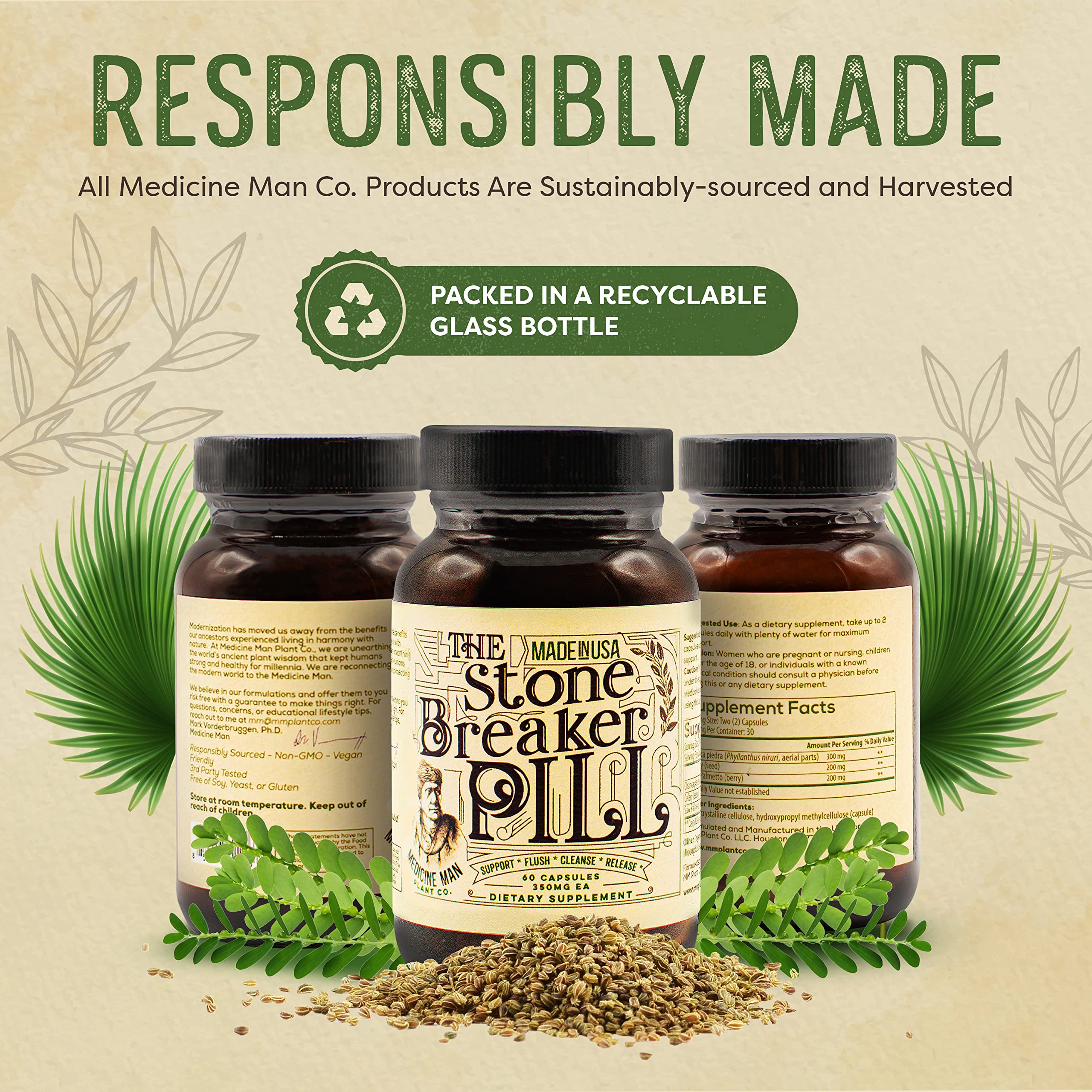 Stone Breaker Pill 60 Capsules - Natural Gallbladder & Kidney Support Supplement with Chanca Piedra, Celery Seed & Saw Palmetto - Herbal Organic Kidney Stone Dissolver - Supports Urinary Tract Health & Digestive Wellness - Perfect for Daily Kidney Care & Gallbladder Maintenance