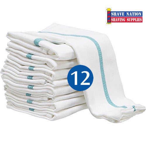 Premium Green Stripe Barber Towels - 12 Pack for Salon, Barber Shop & Home Grooming - Soft & Absorbent Hair Cutting Towels for Stylists & DIY Haircuts