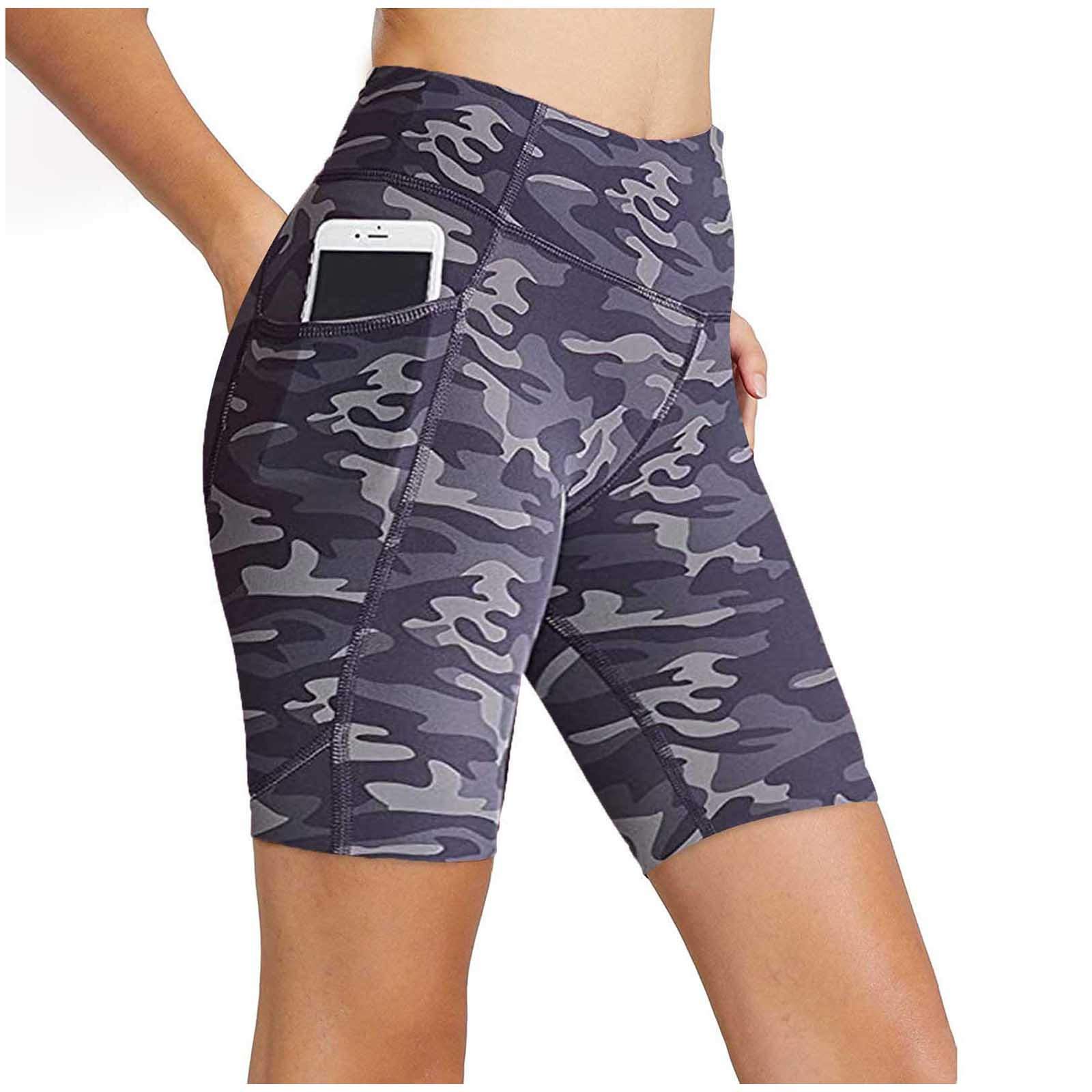 POLLYANNA KEONG High Waist Yoga Shorts for Women - Tummy Control Workout Running Athletic Shorts with Side Pockets | Perfect for Gym, Yoga, Pilates & Casual Wear