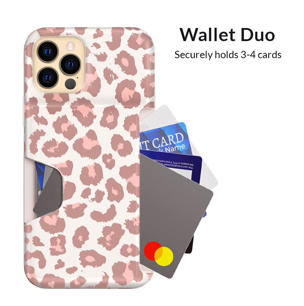 Blush Leopard Print iPhone Wallet Case - Slim Protective Cover with Card Holder for iPhone 12/13/14 Pro Max | Perfect for Travel, Shopping & Everyday Use