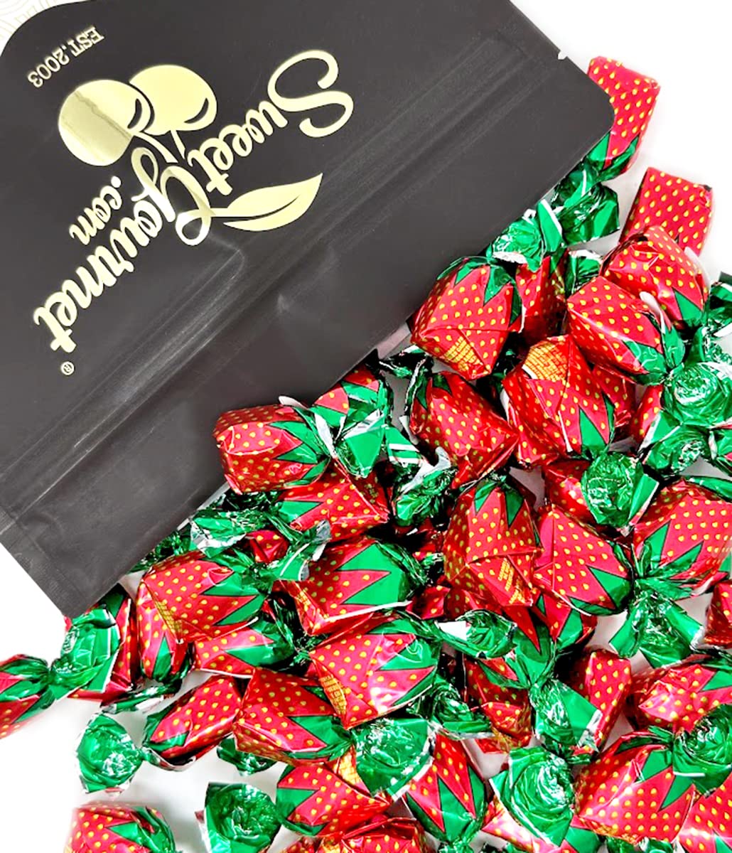 SweetGourmet Arcor Strawberry Bon Bons Filled Hard Candy - 2lb Bulk Bag | Delicious Strawberry Flavored Candies for Parties, Gifts & Office Snacks
