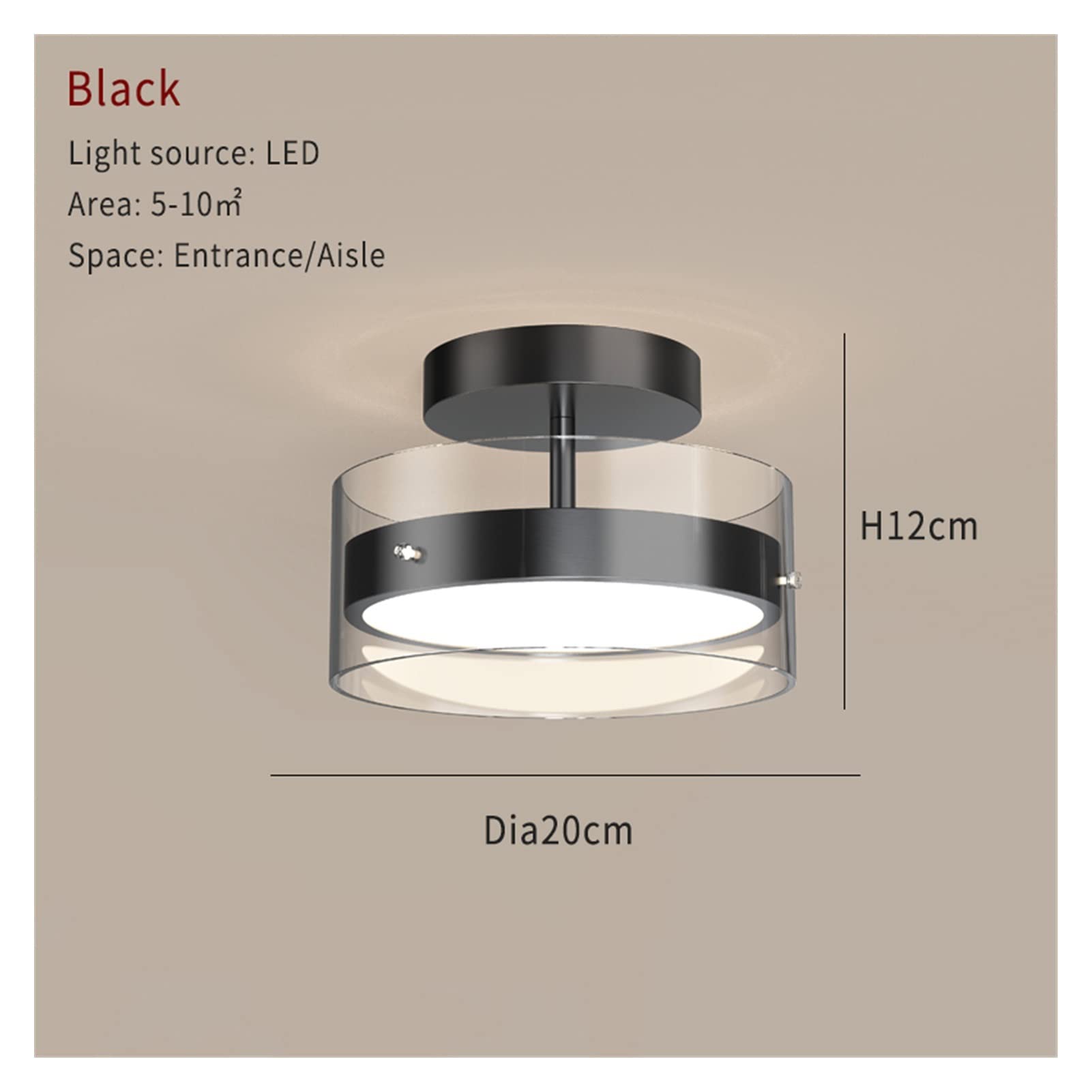 Modern LED Chandelier Ceiling Light - Gold & Black Small Pendant Lamp for Bedroom, Cloakroom, Balcony & Aisle - Warm White Lighting (110V) - Perfect for Home Decor & Ambient Lighting