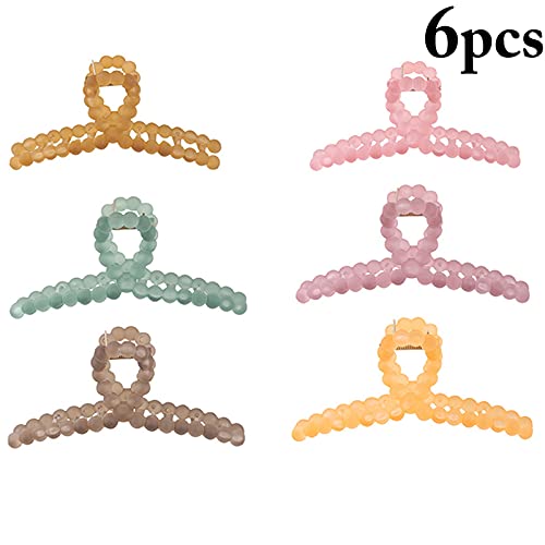 Lnrueg 6PCS Large Interlocking Teeth Hair Claw Clips for Women - Strong Hold Non-Slip Matte Acrylic Hair Clips for Shower, Styling & Everyday Use - Elegant Hair Jaw Clips & Barrettes for Long, Thick Hair