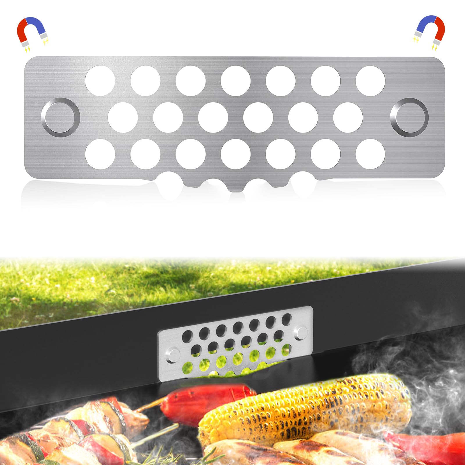 Blackstone Grease Gate Blocker - Compatible with All Blackstone Griddles, Prevents Food from Falling into Rear Grease Trap (1 Pack) - Essential BBQ & Outdoor Cooking Accessory for Backyard Grilling and Camping