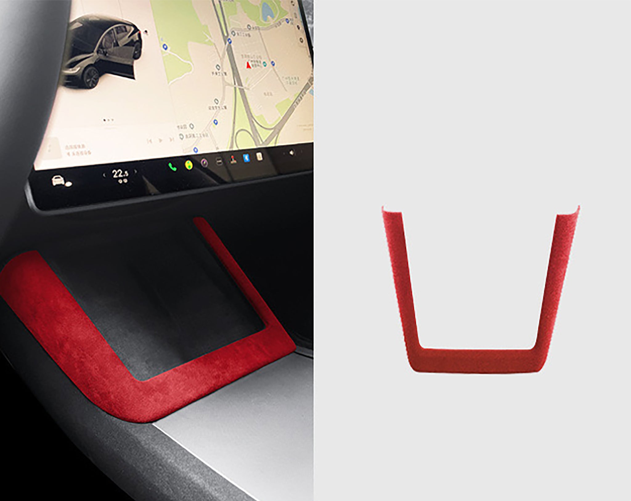 Tesla Alcantara Wireless Charging Pad Frame Cover Compatible with 2024+ Model 3 Highland & 2025+ Model Y Juniper - Premium Car Accessories for Enhanced Interior & Phone Charging Convenience