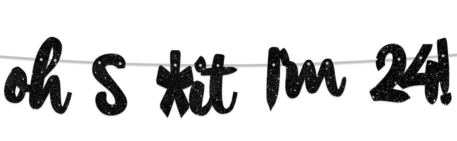 24th Birthday Banner Backdrop - Glitter Black 'Cheers to 24 Years' Theme Decor for Men & Women | Happy Birthday Party Photo Studio Prop, Flag Decorations & Party Supplies | Perfect for 24th Birthday Celebrations, Photo Booths & Milestone Decor