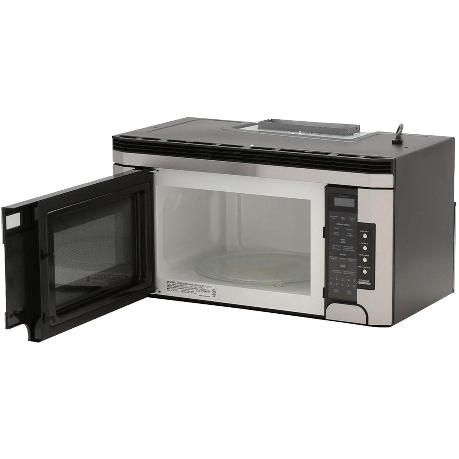 Sharp R1514T 1.5 cu.ft 1000W Over-the-Range Microwave Oven with Concealed Control Panel - Stainless Steel - Perfect for Kitchen Remodeling & Space-Saving Cooking