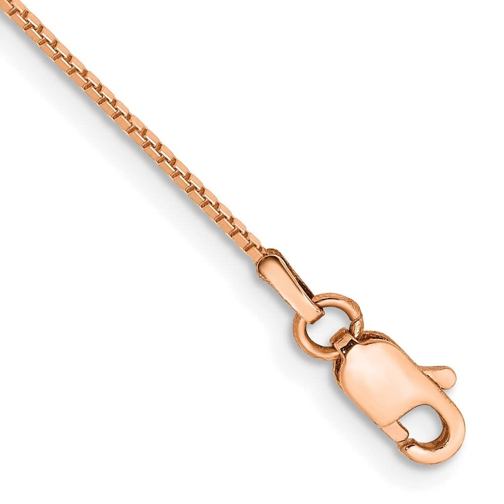14K Rose Gold 0.9mm Box Link Anklet Chain - 10 Inch Dainty Ankle Bracelet for Women | Perfect for Beach, Summer Outfits & Special Occasions