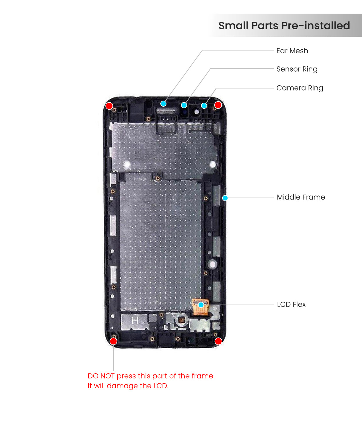 LG K8 (K350/2016) / Phoenix 2 / Escape 3 LCD Screen Replacement Assembly with Frame (Black) - Compatible with AT&T Verizon T-Mobile - DIY Repair Kit for Cracked or Damaged Display