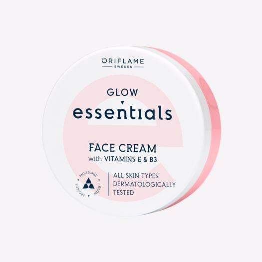 Oriflame Essentials Glow Face Cream with Vitamin E & B3 - 75ml | Hydrating & Brightening Moisturizer for Dry & Dull Skin | Day & Night Skincare Routine