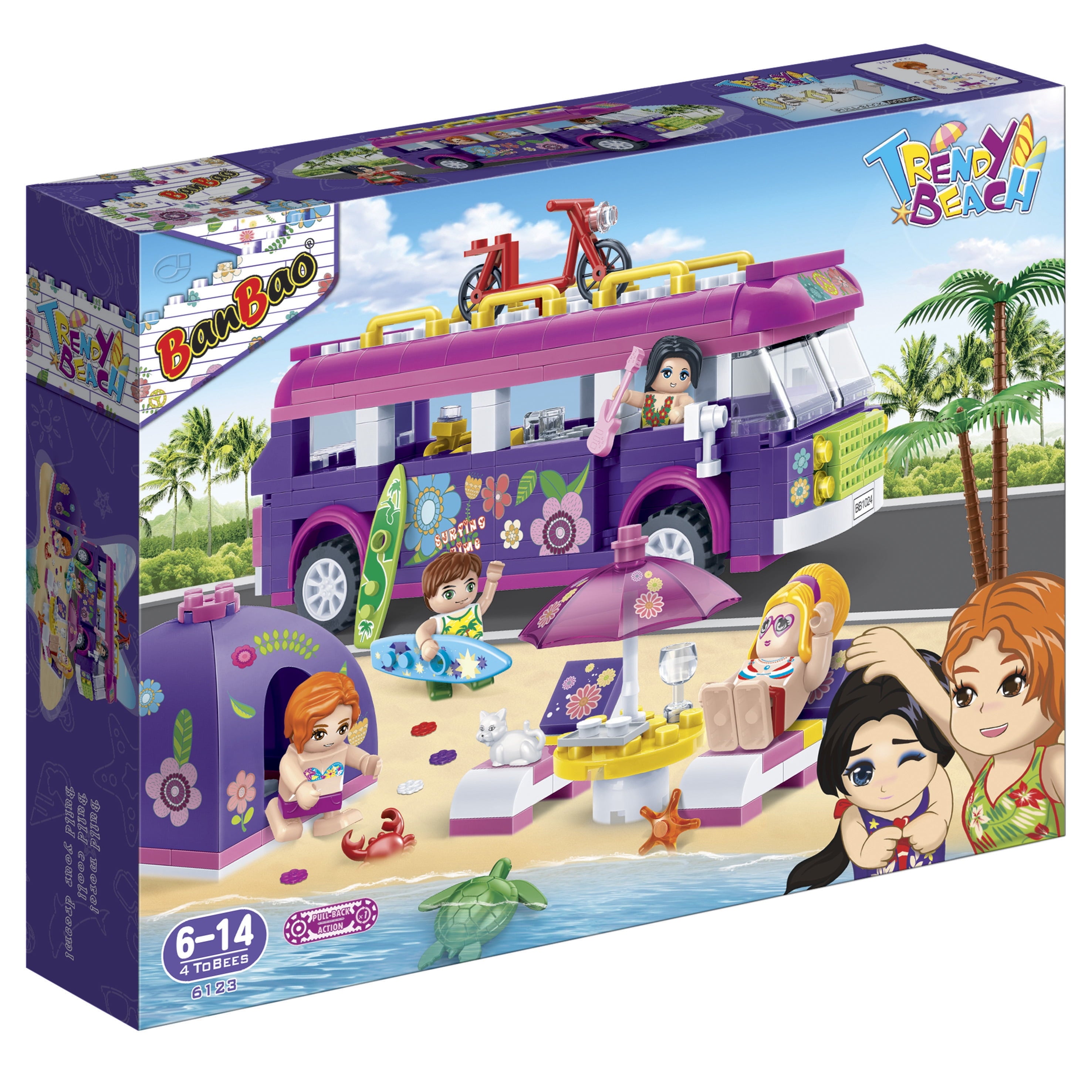 BanBao 375-Piece Trendy Beach Party Building Block Set – Creative STEM Toy for Kids, Perfect for Summer Playdates & Birthday Gifts