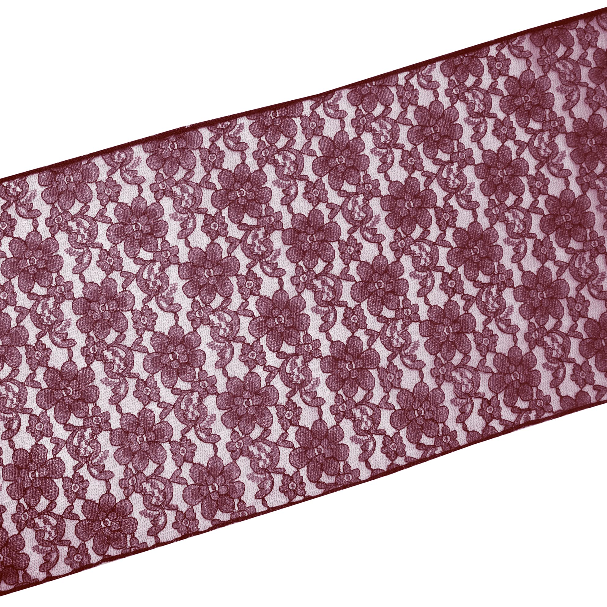 Burgundy Floral Lace Table Runner 12