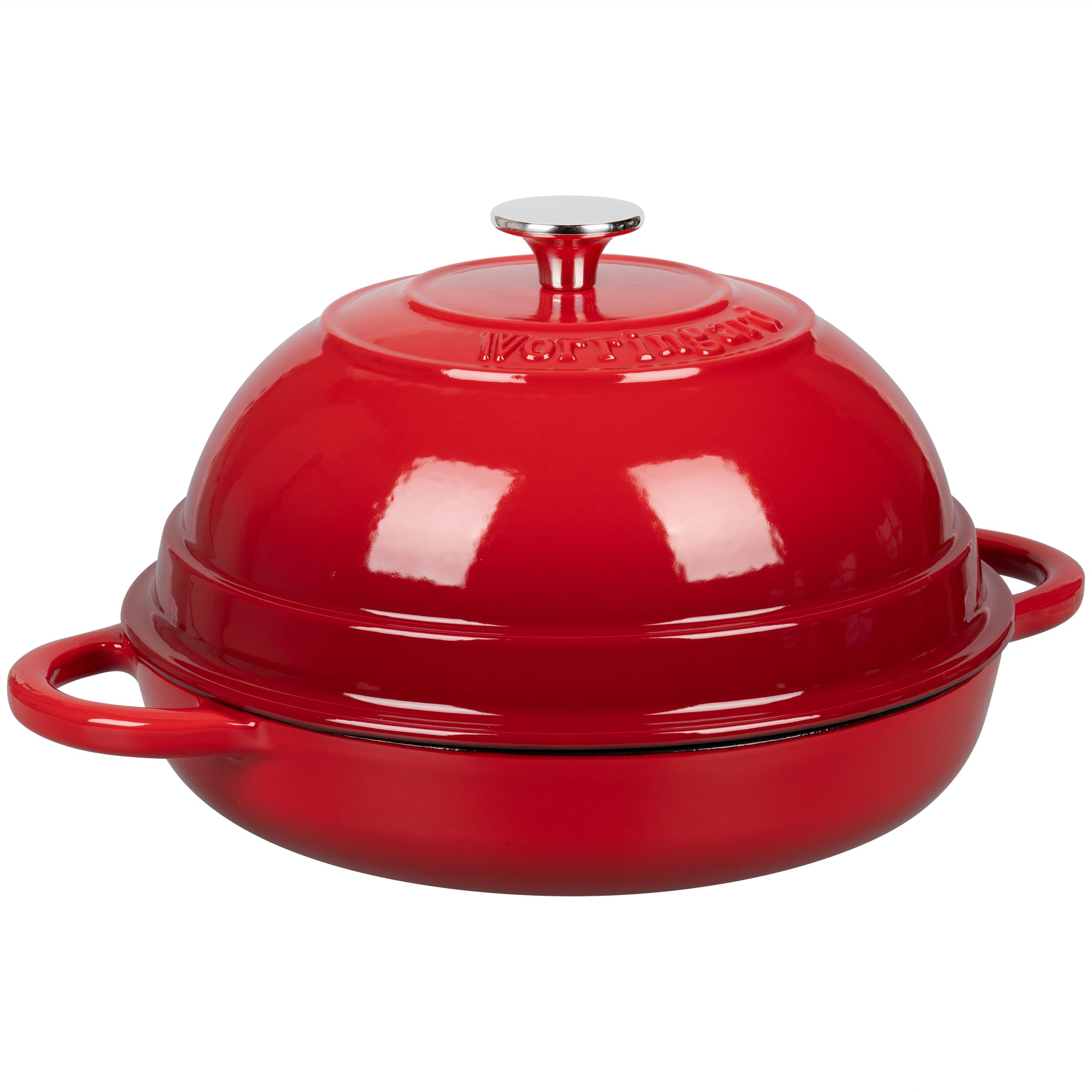 6 Quart Red Enameled Cast Iron Dutch Oven with Lid - Perfect for Bread Baking, Roasting & Slow Cooking - Ideal for Sourdough, Stews & Camping Meals