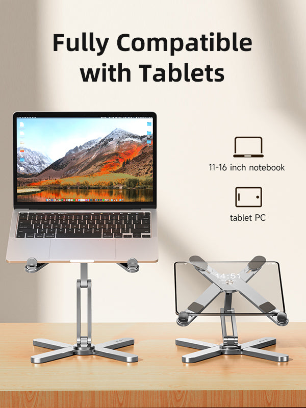 Adjustable 360° Swivel Laptop Stand - Lightweight Aluminum Alloy Rotating Bracket for MacBook, iPad, Notebook - Perfect for Home Office, Bed, Desk & Travel Use