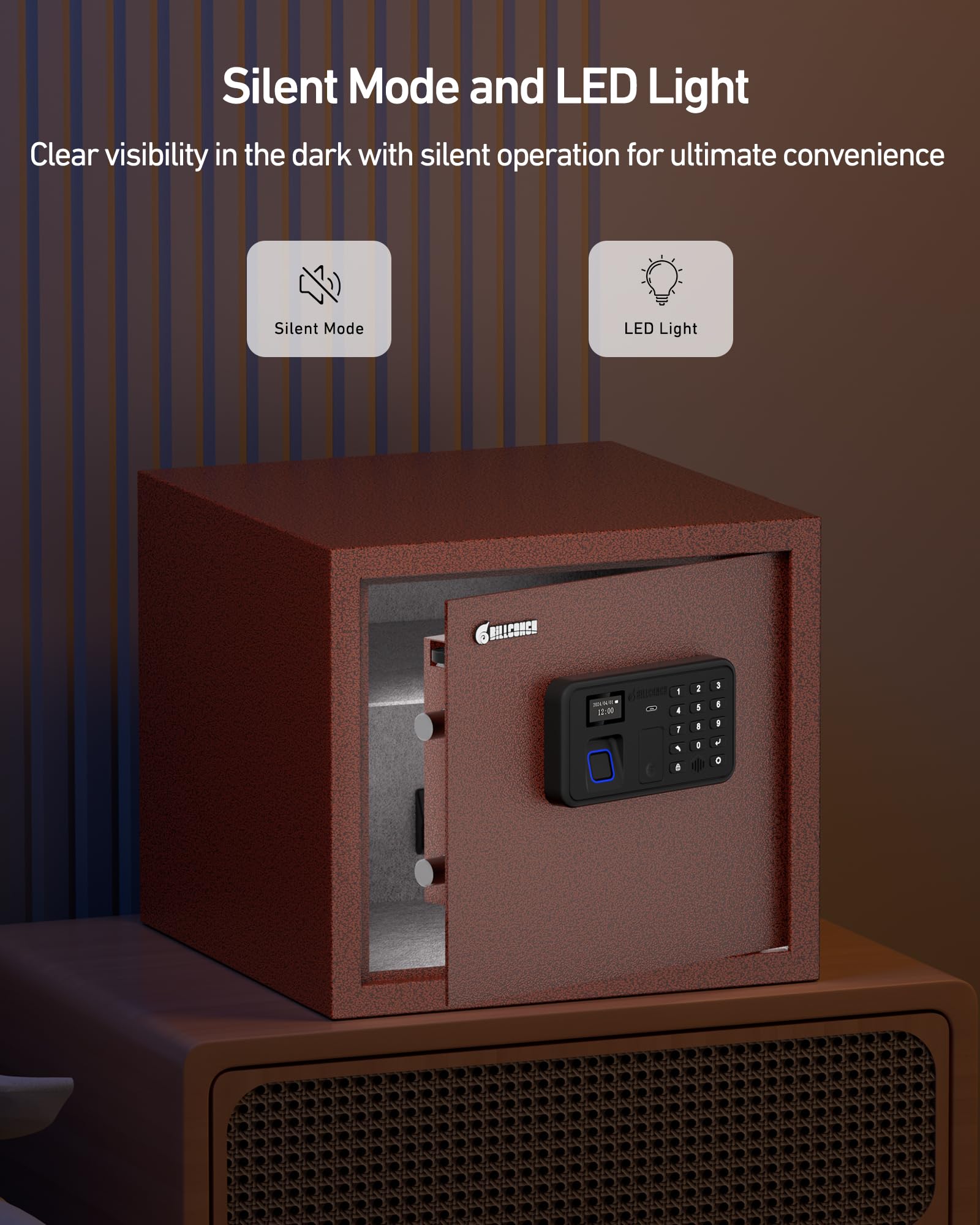 Billconch Smart Gun Safe for Multiple Pistols - Biometric Fingerprint & Keypad Lock with LCD Display & Voice Guidance - Quick Access Handgun Safe for Home, Office & Car Security - Pistol Storage Box for Valuables Protection