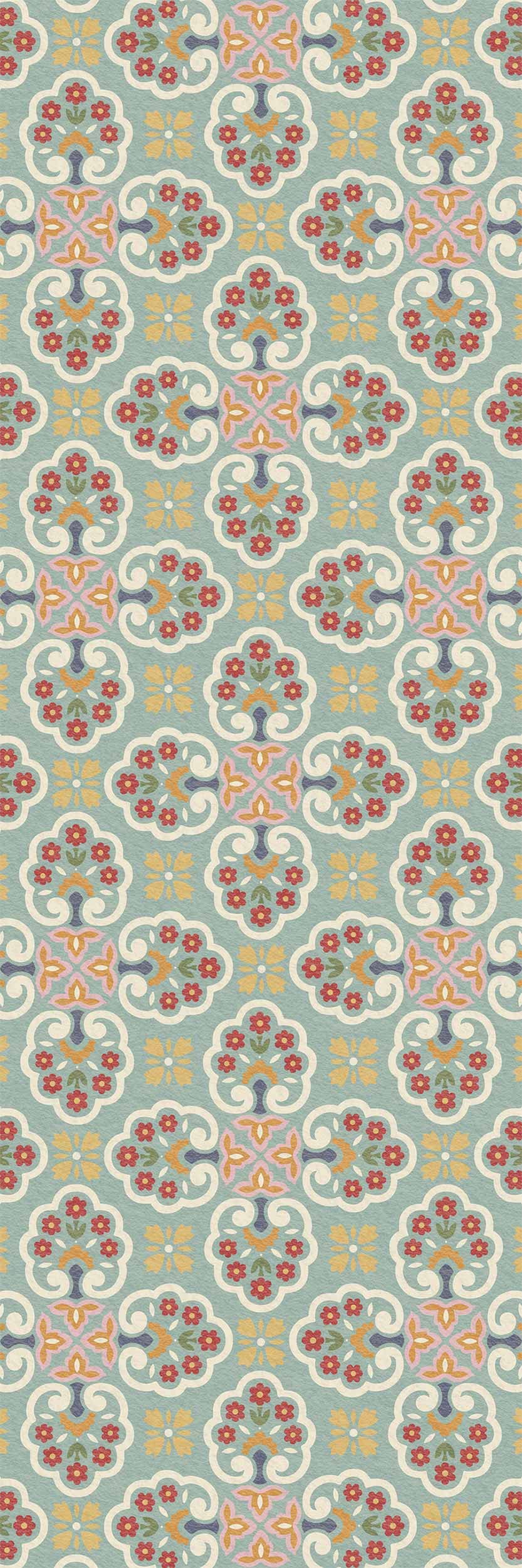 Jubilee Floral 2x6 Feet Vinyl Floor Mat - Waterproof, Stain Resistant & Durable Indoor Rug - Home Decor for Living Room, Kitchen, Entryway Protection