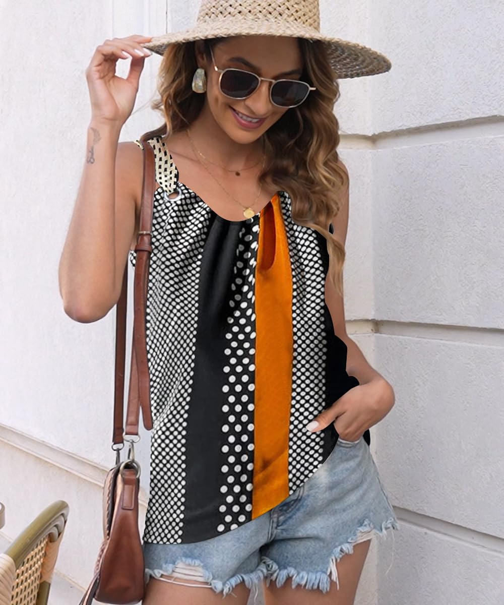 Disamer Women's Loose Fit Spaghetti Strap Tank Tops - Summer Casual Sleeveless T-Shirts with Lace Trim - Trendy Spring & Summer Outfits for Beach, Vacation and Daily Wear
