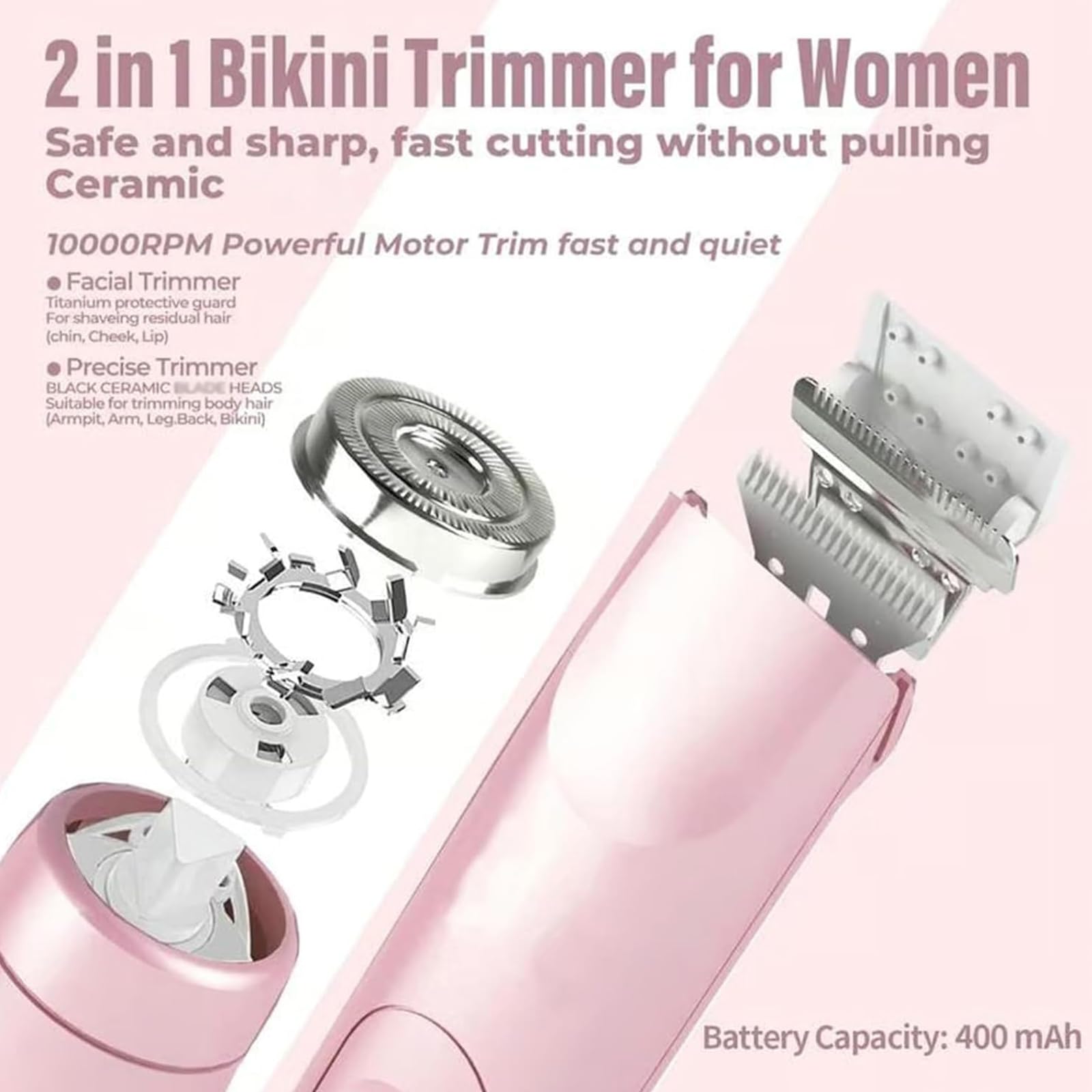 Happywind Electric Razor for Women - Pink Lady Shaver with 3 Floating Heads, Painless Hair Removal for Legs, Underarms & Bikini Area | Cordless Rechargeable Wet & Dry Use - Perfect for Travel, Gym & Sensitive Skin Care