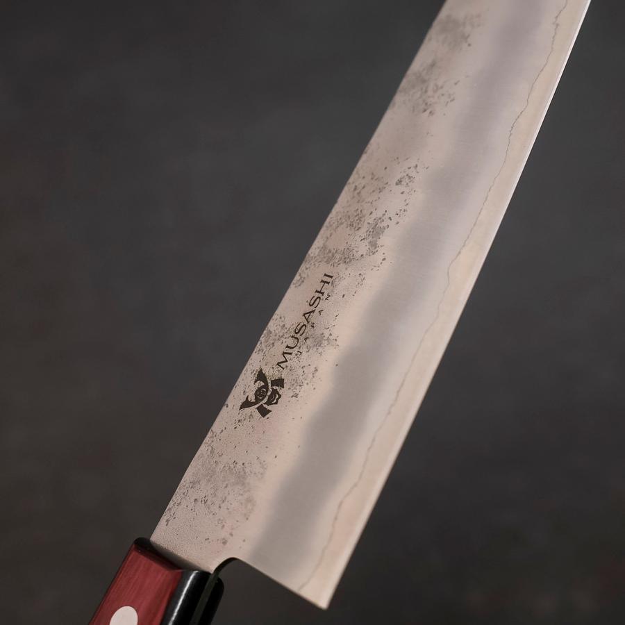 Premium Santoku Knife 180mm - Japanese Silver Steel Blade with Nashiji Finish & Red Western Handle - Perfect for Slicing, Dicing, and Chopping Vegetables, Meat, and Fish