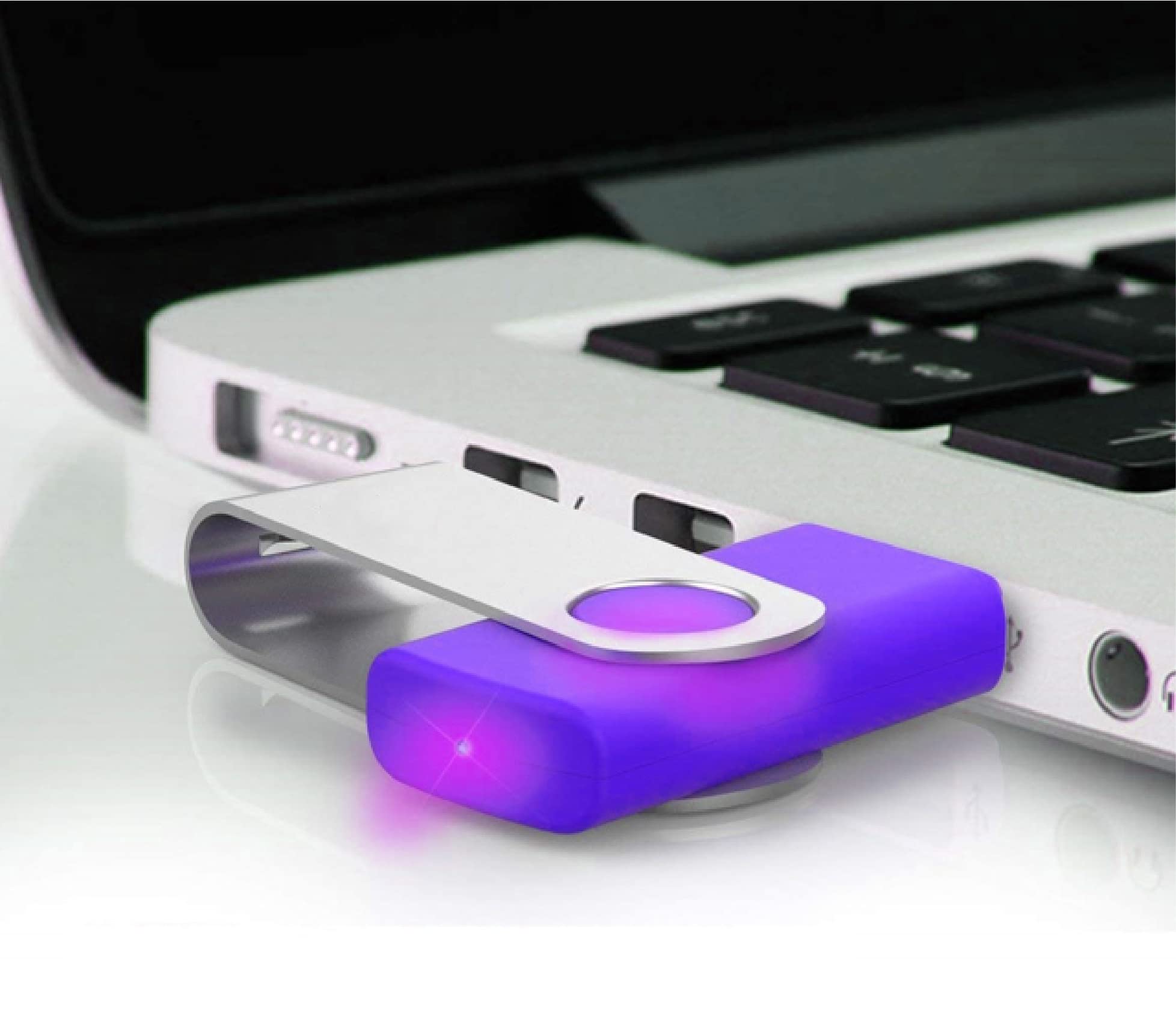 Vixelle 10-Pack 32GB USB Flash Drives - High-Speed USB 2.0 Swivel Metal Thumb Drives with Keychain Loop - Bulk Memory Sticks for PC, Mac, TV & Car Audio - Purple | Perfect for Office, School, Data Backup & Portable Storage