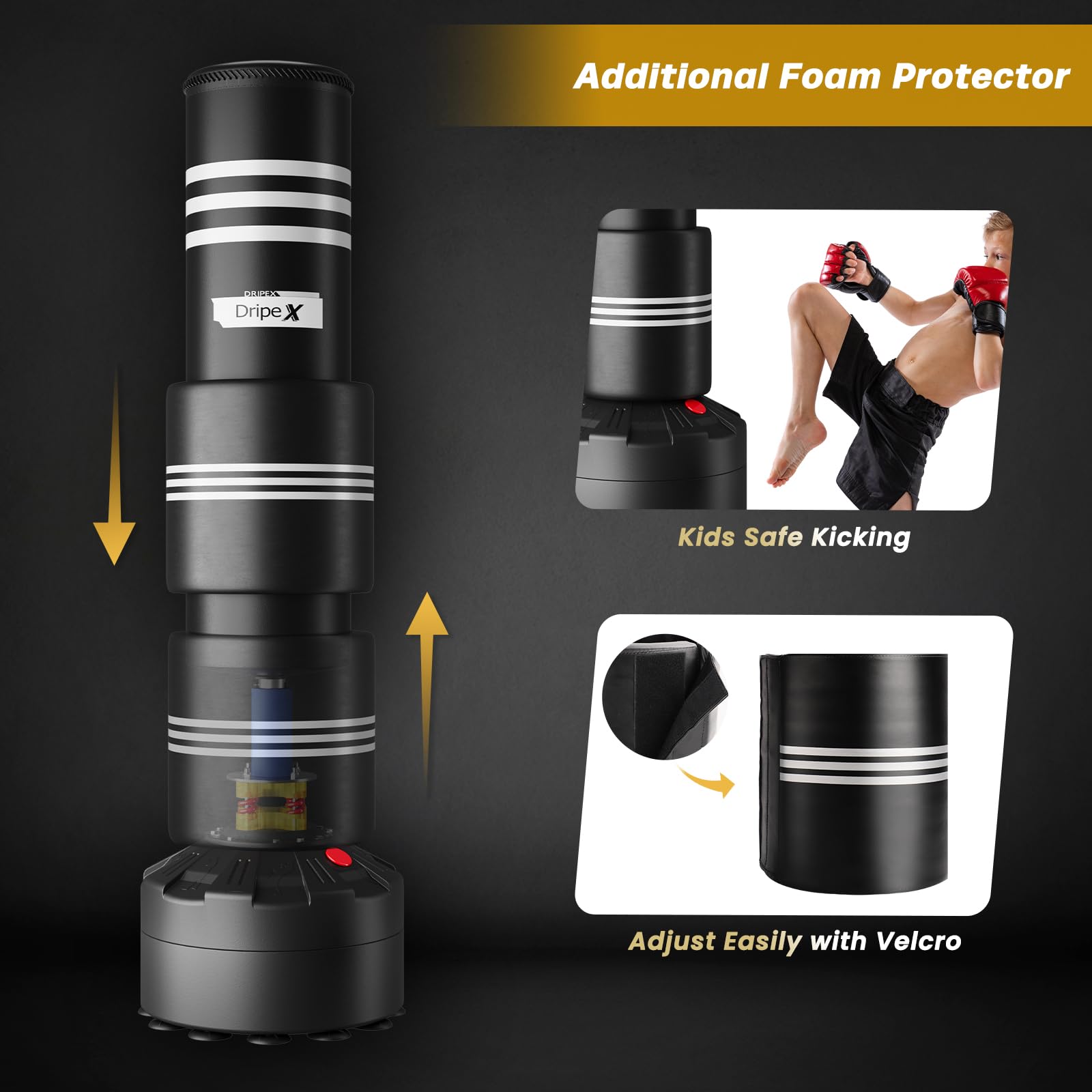 Dripex Freestanding Punching Bag for Adults & Youth - Heavy Duty Standing Boxing Bag with Stand - Perfect for Home Gym, Boxing Training, Cardio Workout & Fitness