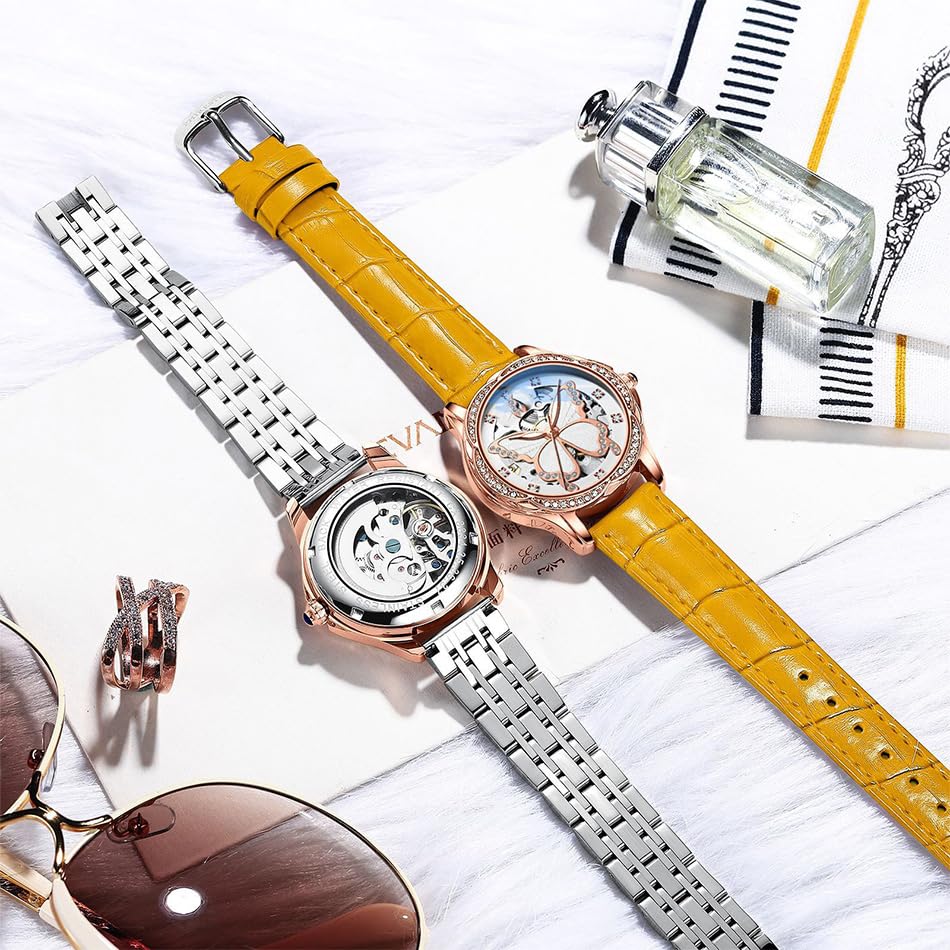 Elegant Reginald Women's Fashion Watch - Waterproof Butterfly Skeleton Dial Automatic Mechanical Dress Watch for Casual & Formal Occasions | Perfect for Office, Date Night & Special Events